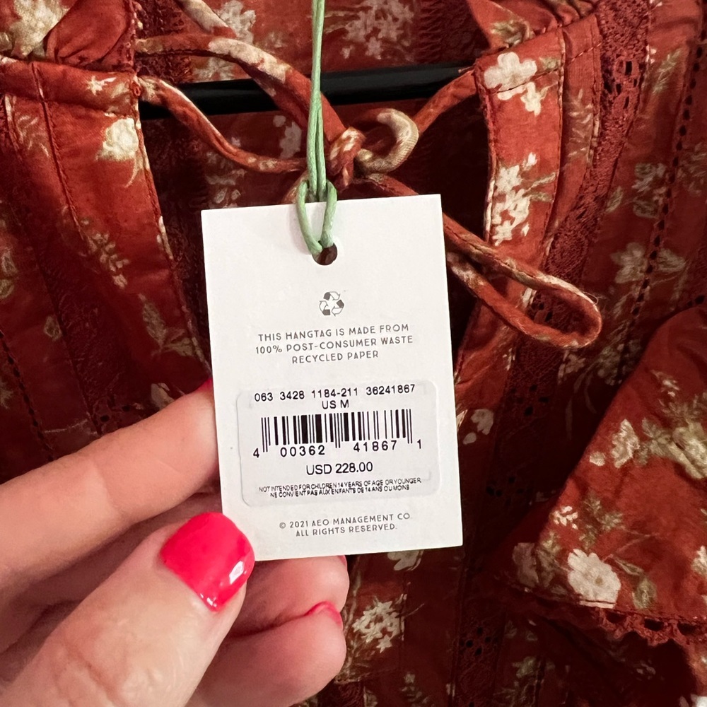 AE 77 Premium Cotton Boho Floral Dress size M - Picture 5 of 9